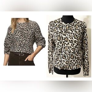 J. McLaughlin Sancerre Mozambique Leopard Sweater Cashmere Quite Luxury Size M